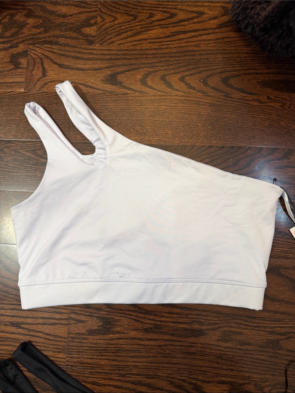 New Sommer Ray One-Shoulder Sports Bra Top in White L